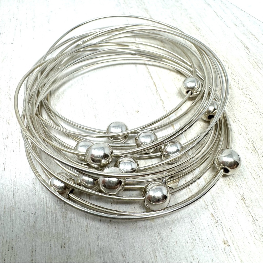 Sterling Silver, Interlocking Wired Bangle Bracel… - image 1